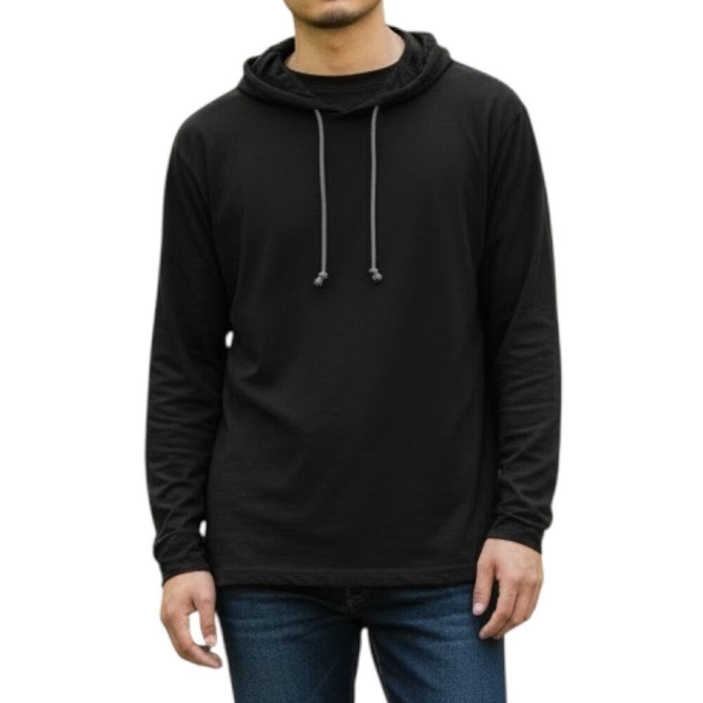 Gildan Long Sleeve Hoodie T-shirt Black Men’s Size XL cotton